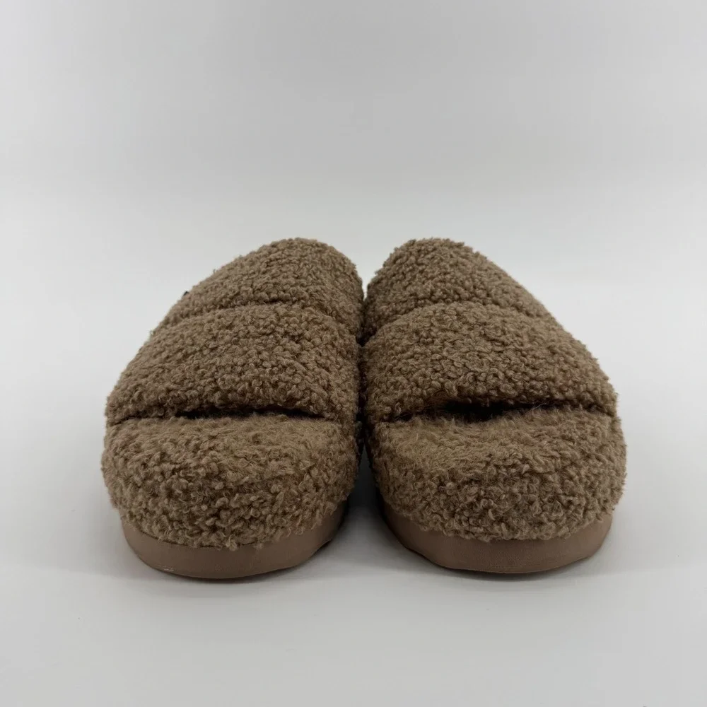 Koolaburra by‎ UGG Peachee Brown Faux Shearling Slide Sandals Womens Size 9